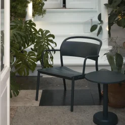 Linear Steel Lounge Armchair, dark green