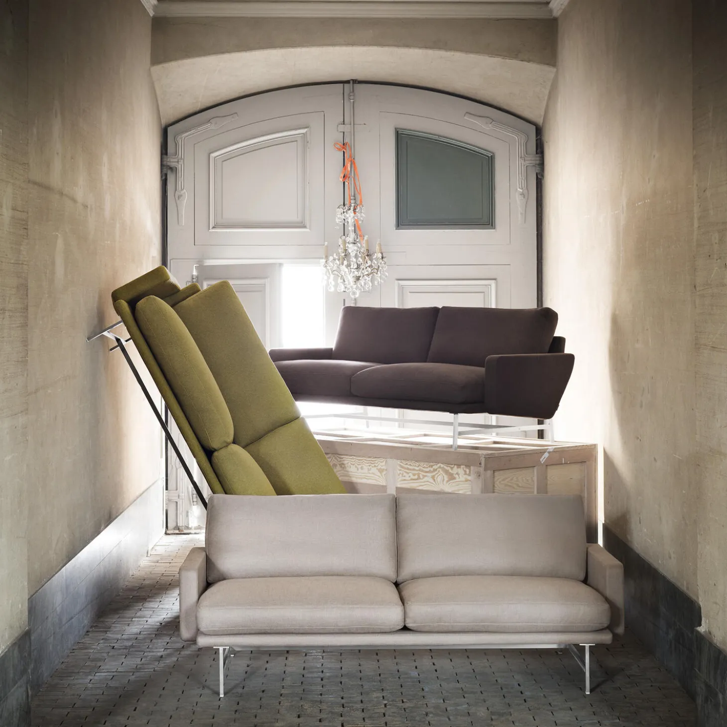 Lissoni™ PL112 sofa, dark green 1161