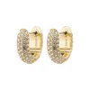 LONA Chunky Crystal Huggie Hoops, gold plated