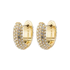LONA Chunky Crystal Huggie Hoops, gold plated