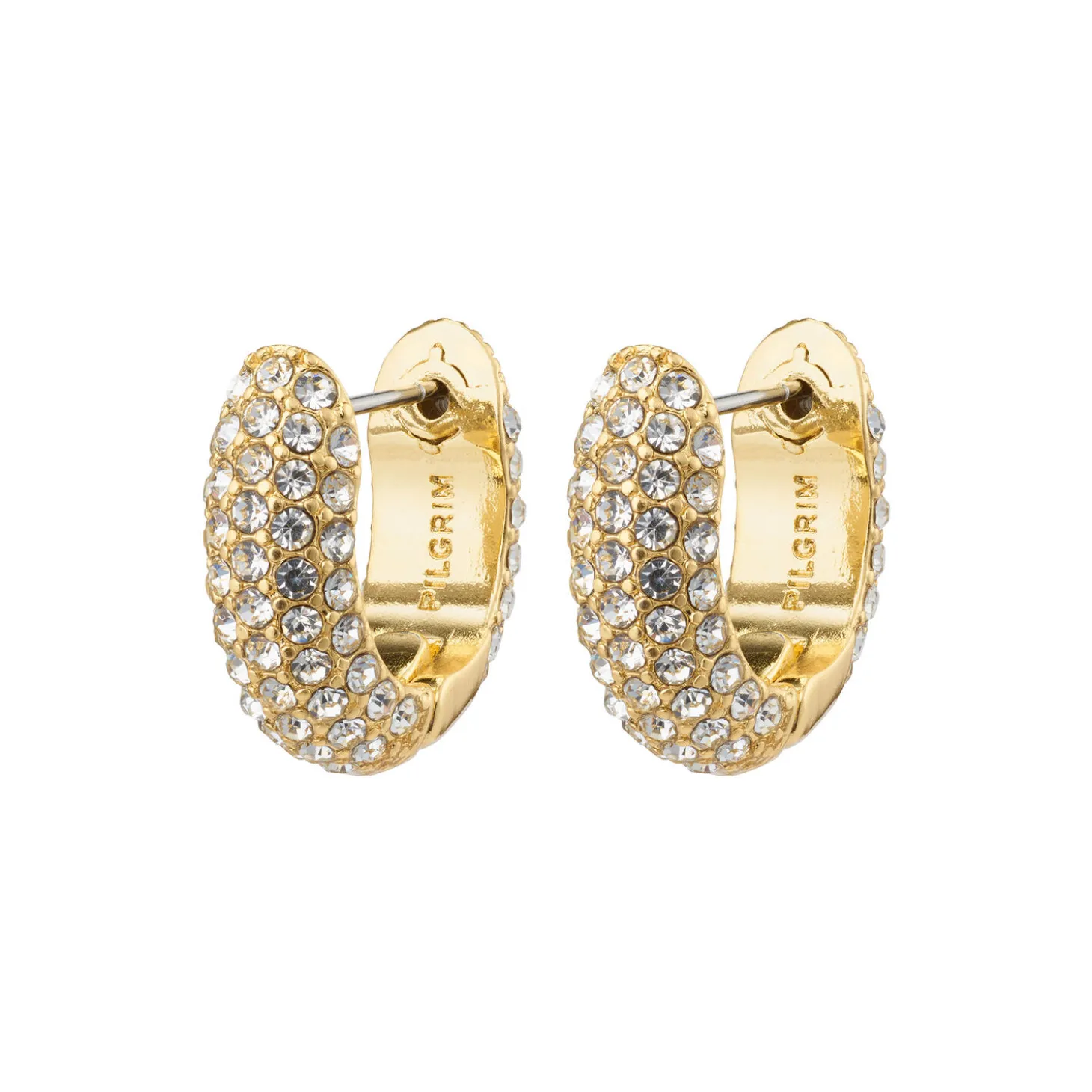 LONA Chunky Crystal Huggie Hoops, gold plated