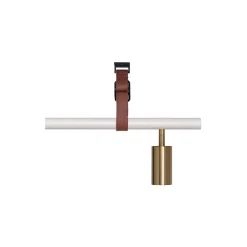 Long John 4 Spot Pendant Brown Leather, white/brass