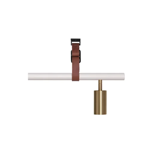 Long John 4 Spot Pendant Brown Leather, white/brass