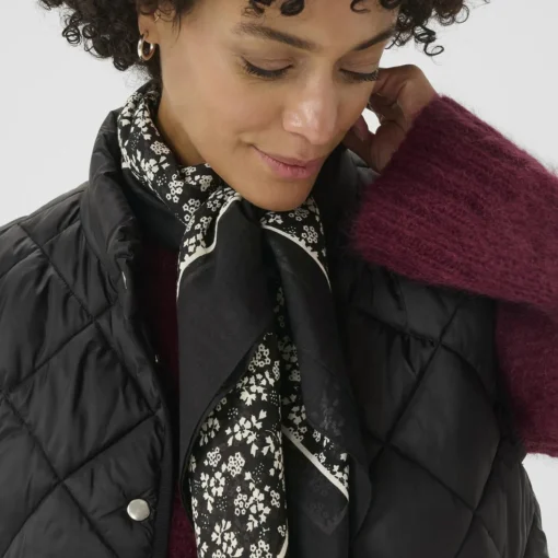 LouiPW Scarf, black mini flower