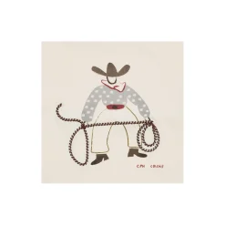 LS T-Shirt w. Cowboy Print & Embroidery, cream