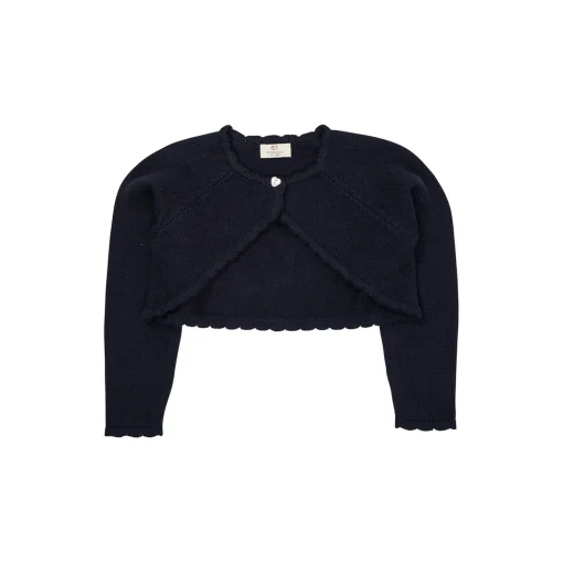 Lt. Knitted Bolero with Heart Button, navy