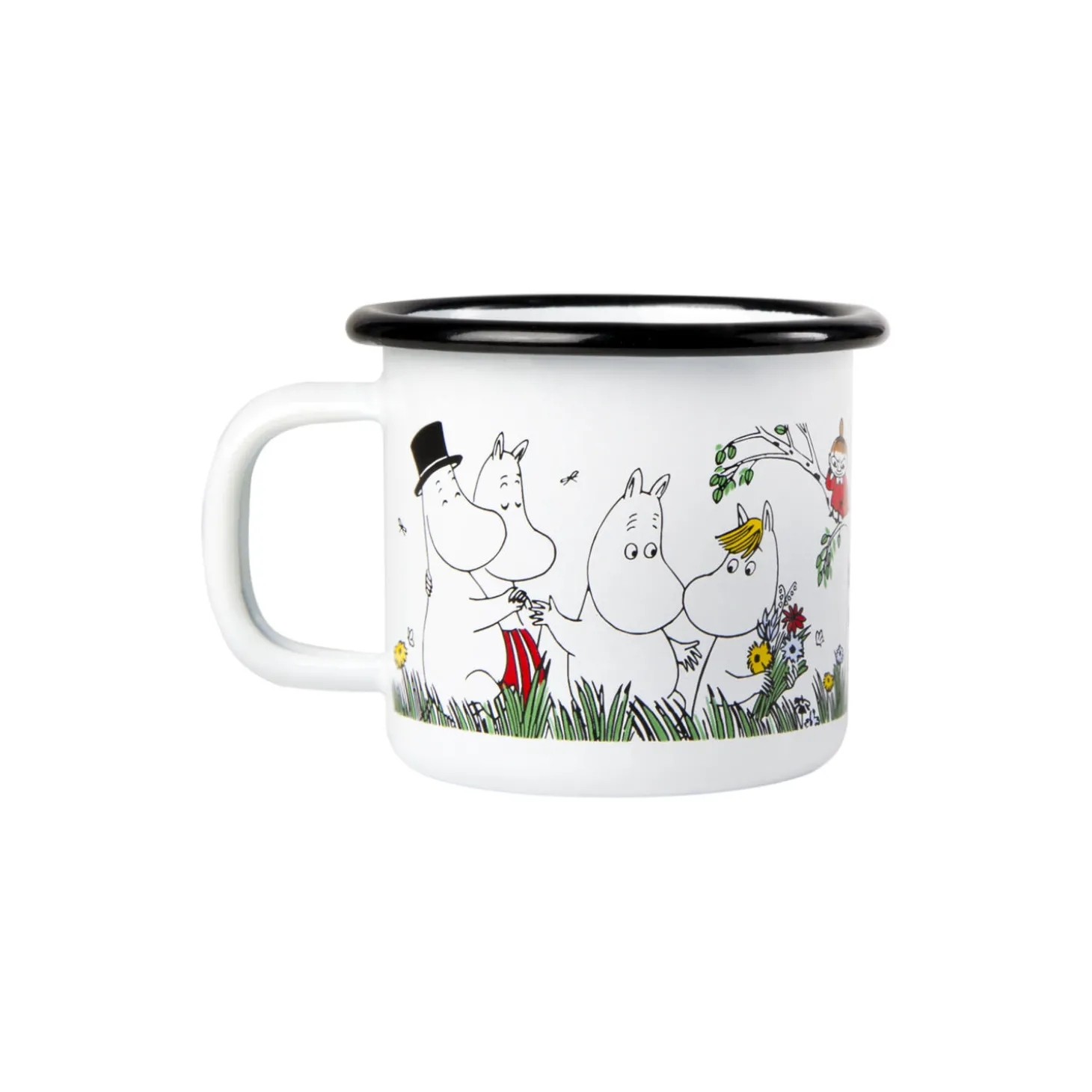 Lykkelig Familie emaljekrus, hvid