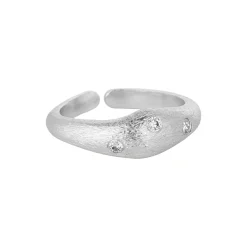 Lyra justerbar ring m. zirkoner, sølvbelagt