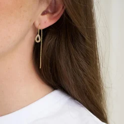 Maya chain øreringe, guldbelagt/sort front & zirkoner