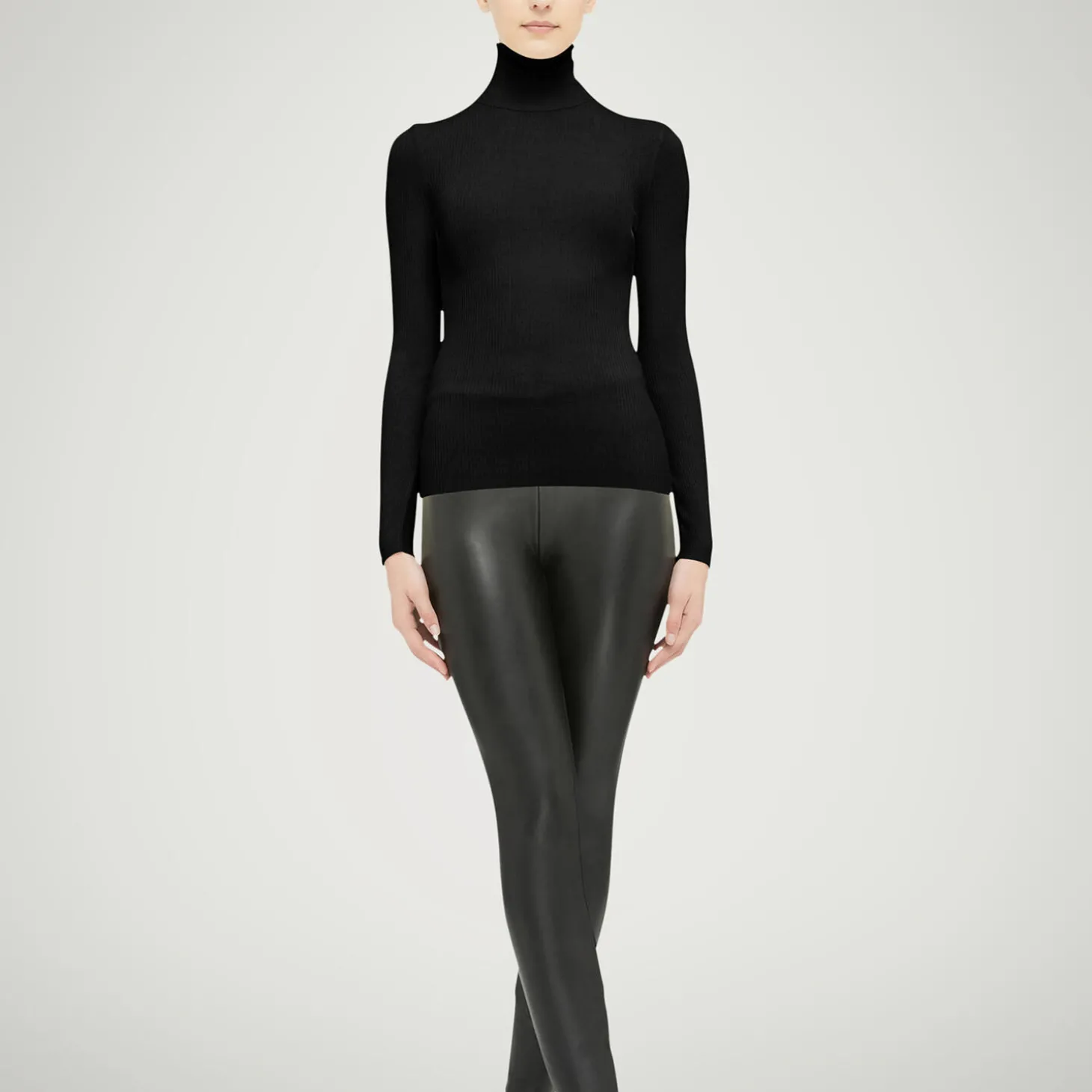 Merino Fine Rib Top Long Sleeve, black