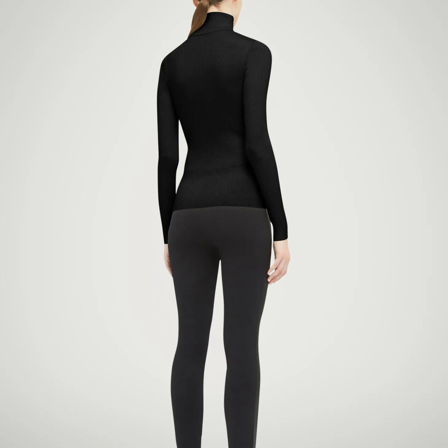 Merino Fine Rib Top Long Sleeve, black