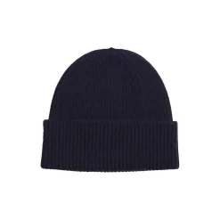 Merino Wool Beanie, navy blue