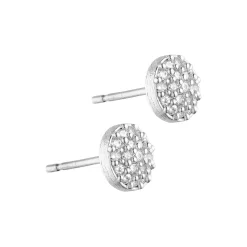 Mia round post ørering, sølvbelagt/zirkoner