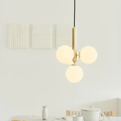 Miira 4 Pendant, brass/opal white