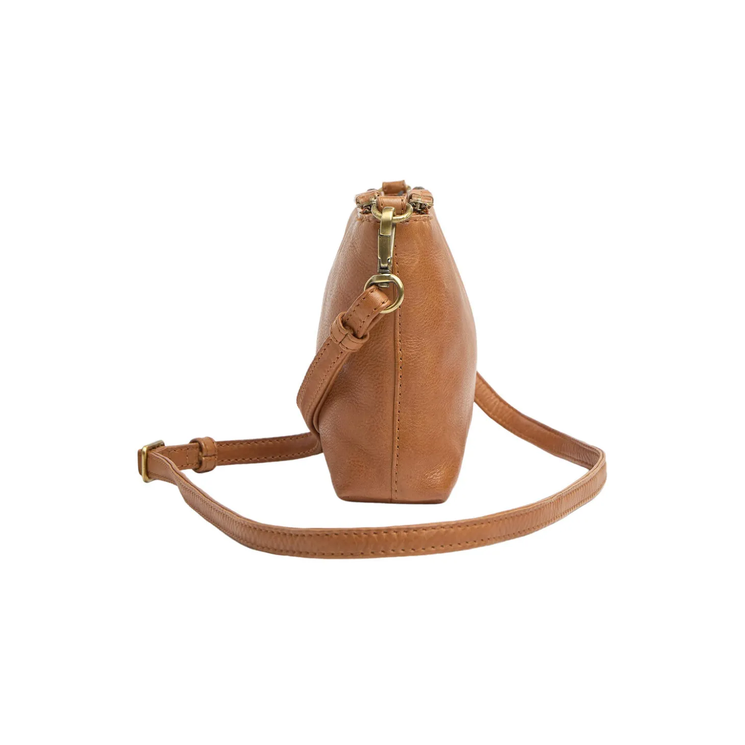 MikalaMBG Crossbody Bag Soft Vintage, tan w/br. gold