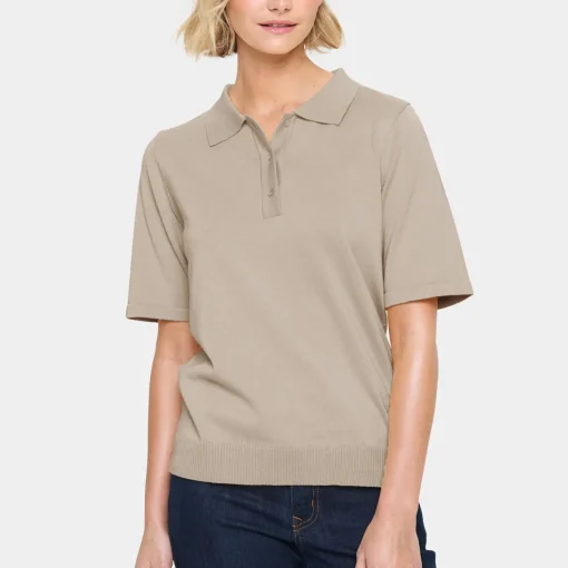 MilaSZ Polo SS Pullover, plaza taupe melange