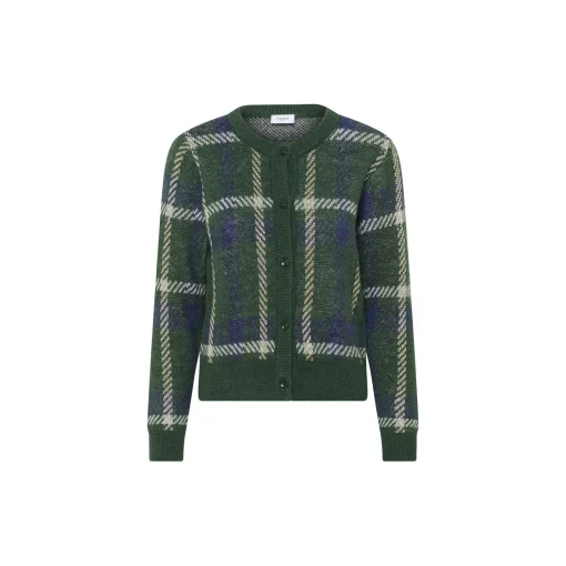 MoanaSZ Cardigan, botanical naval plaid