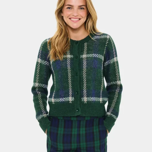 MoanaSZ Cardigan, botanical naval plaid
