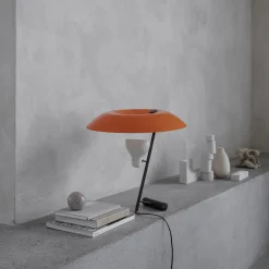 Model 548 Table Lamp, orange/dark burnished brass