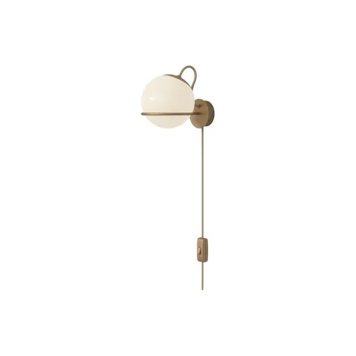Model 237/1 Wall Lamp with Switch, opaline/champagne