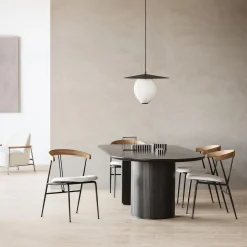 Moon Elliptical Dining Table, brown/black stained oak