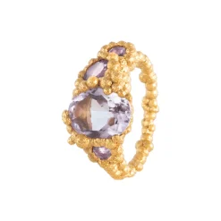MOONLIT SECRET RING, forgyldt/lyselilla