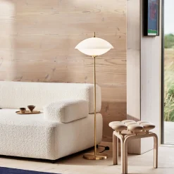 MUSLING™ gulvlampe, opal/brass