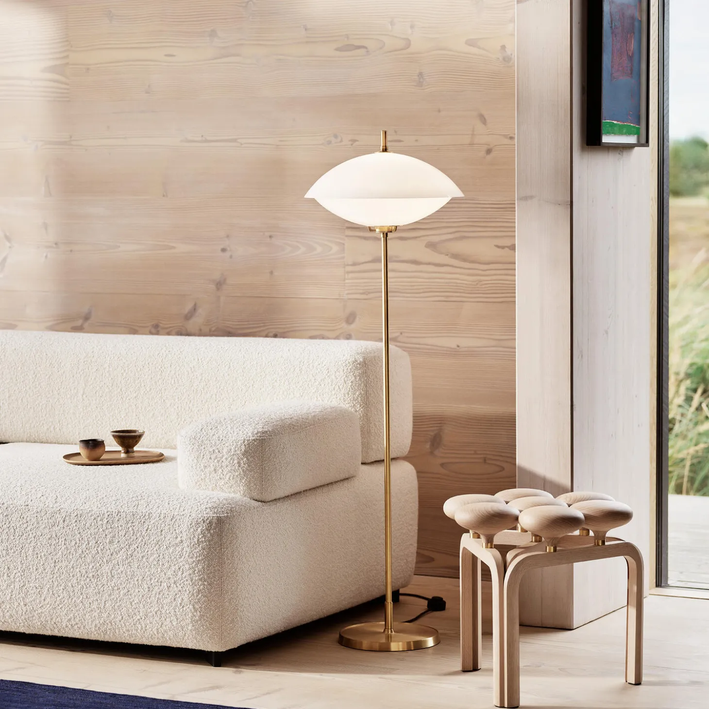 MUSLING™ gulvlampe, opal/brass