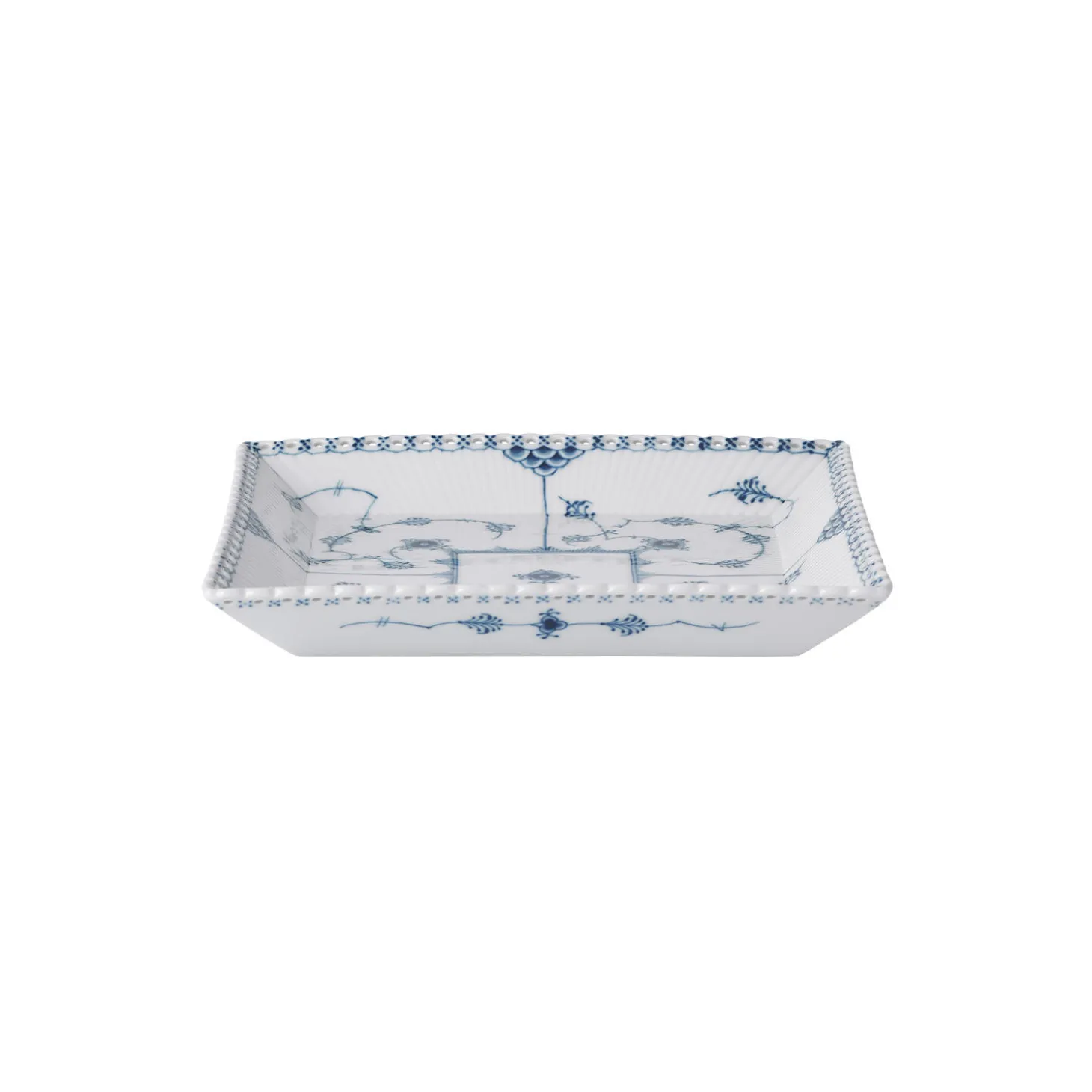 Musselmalet Helblonde stor firkantet fad 21 cm