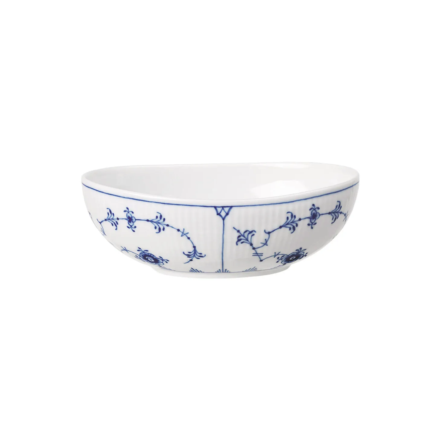 Musselmalet Riflet oval skål 37 cl