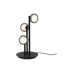 NABILA bordlampe, mat sort/sort krom/røget glas