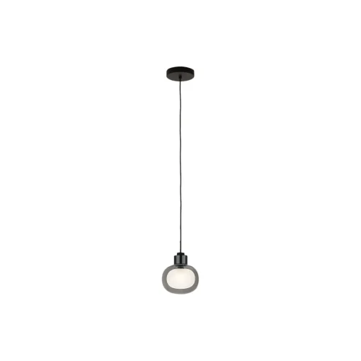 NABILA pendel, mat sort/sort krom/røget glas