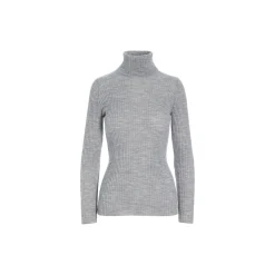 New wool rullekrave sweater, grey melange