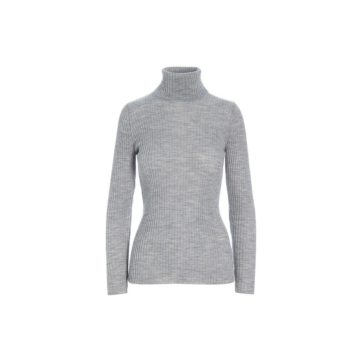 New wool rullekrave sweater, grey melange