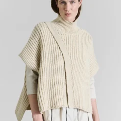 Nitto højhalset bluse, ivory