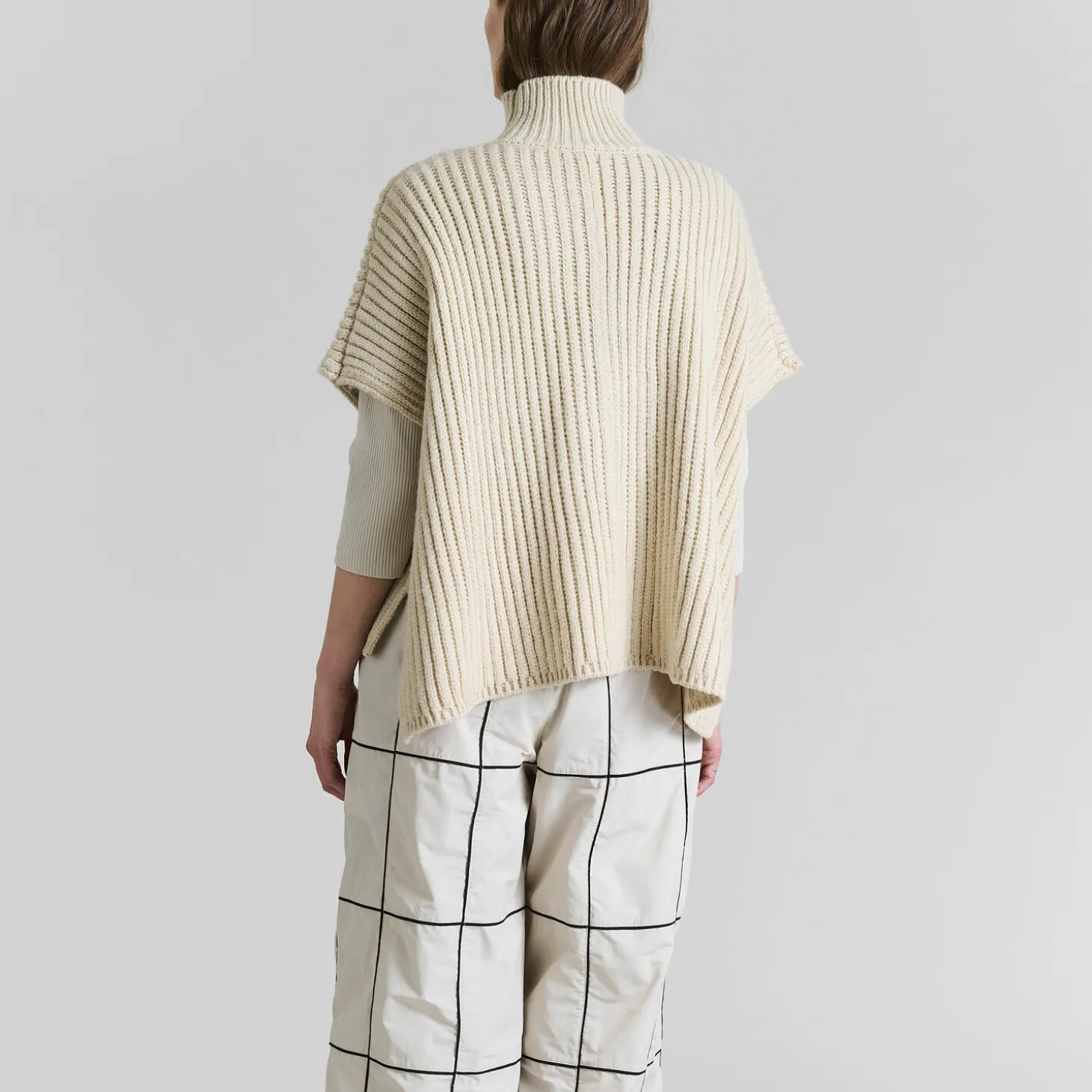 Nitto højhalset bluse, ivory