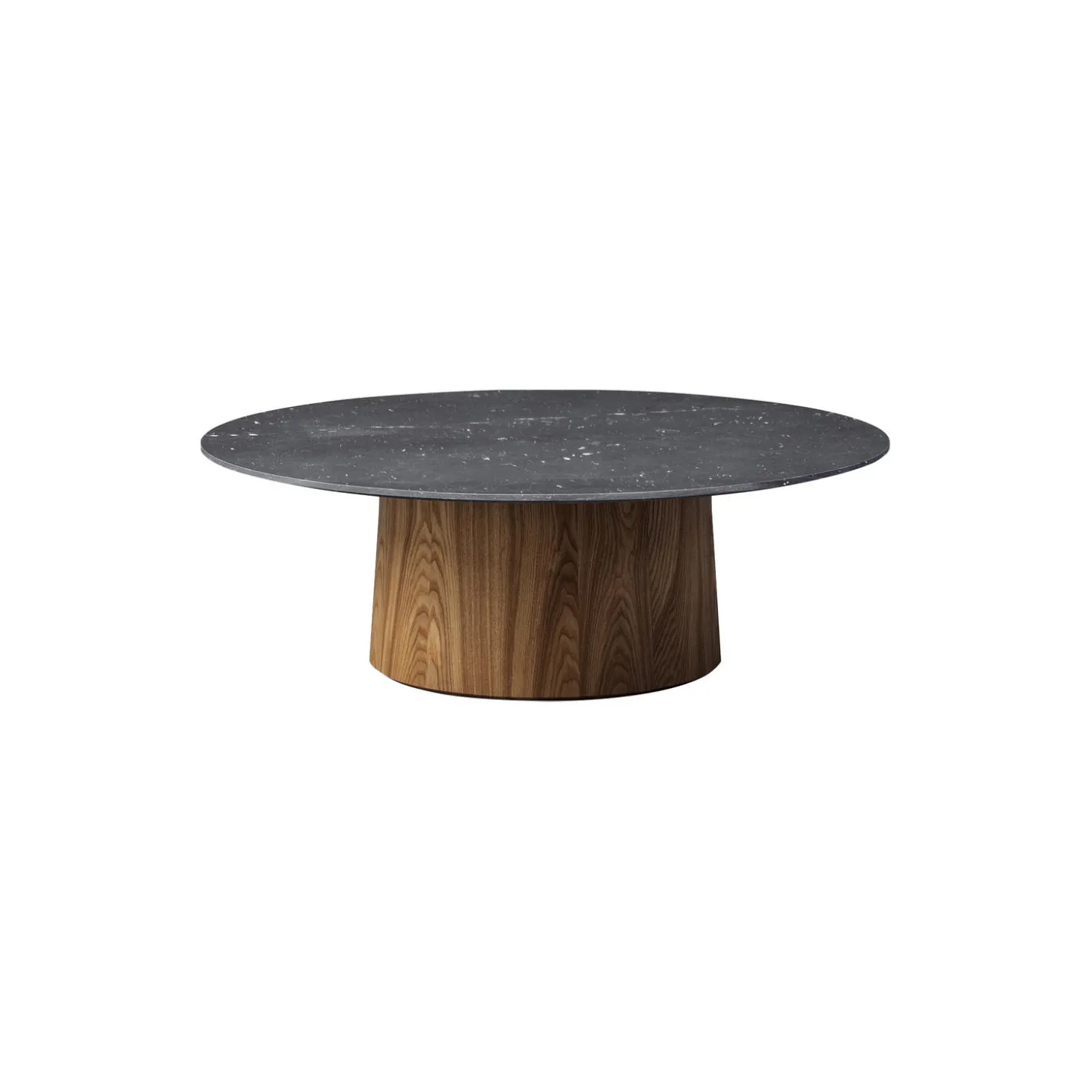 Niveau sofabord Ø 110 cm, Black Marquina/oiled stained ash