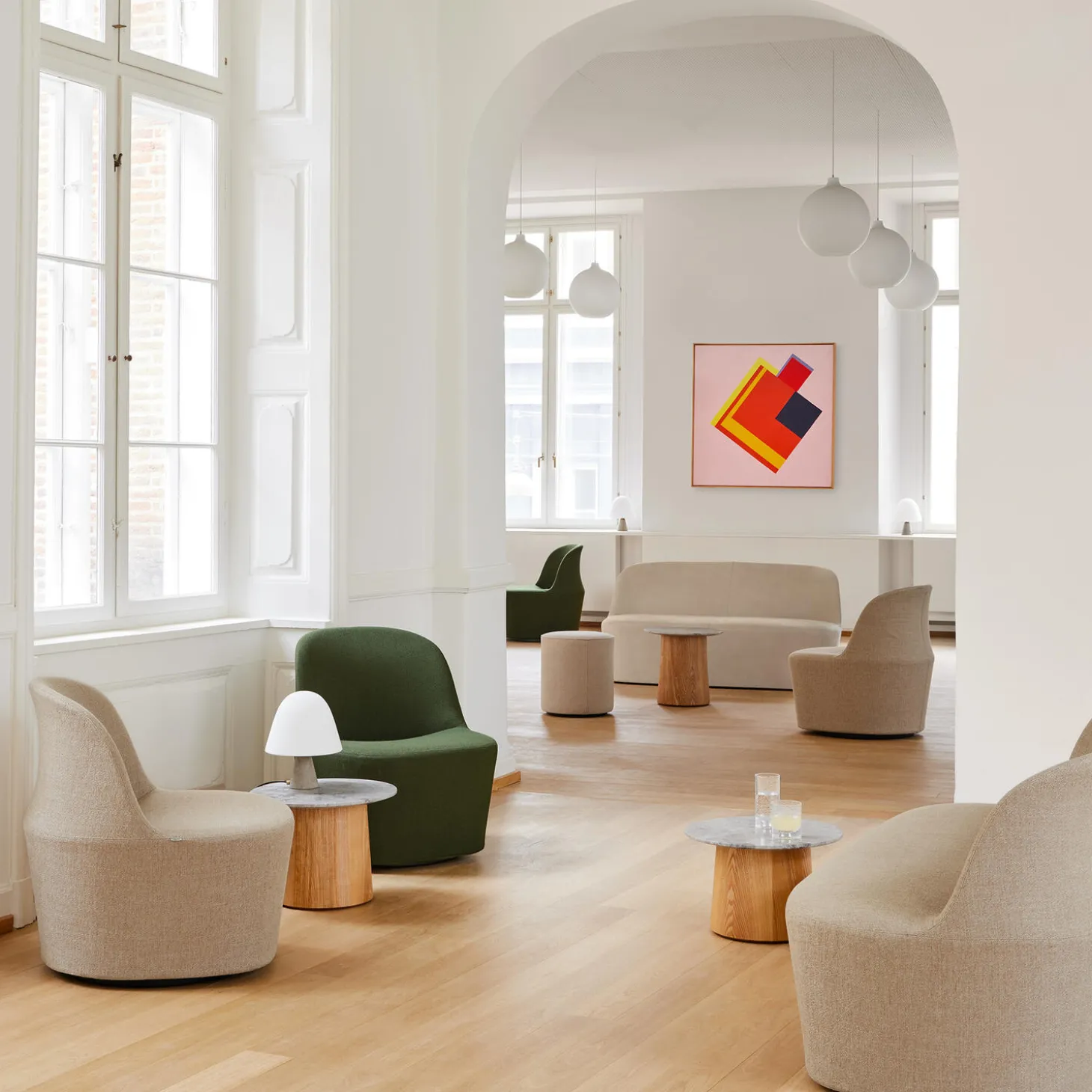 Niveau sofabord Ø 45 cm, Tundra Grey/oiled ash