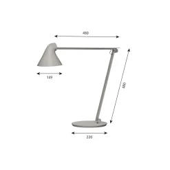 NJP bordlampe, lysegrå