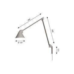NJP lang væglampe, lysegrå