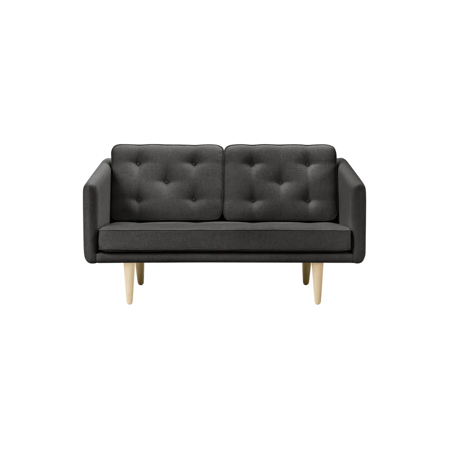 No. 1 2002 2 pers. sofa, dark grey/sæbebehandlet eg