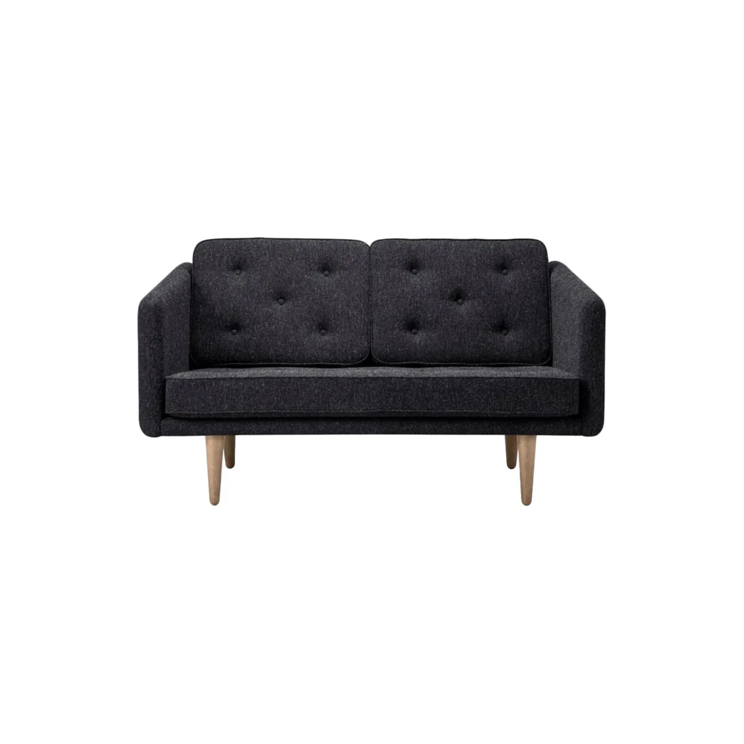 No. 1 2002 2 pers. sofa, mørkegrå/sæbebehandlet eg