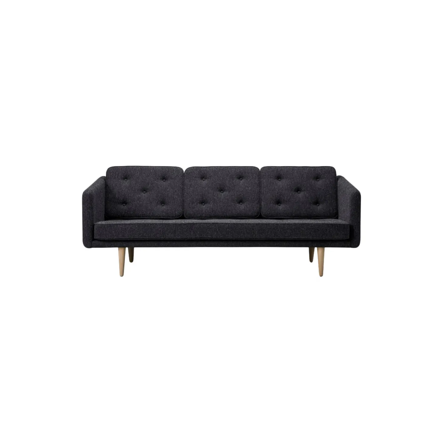 No. 1 2003 3 pers. sofa, mørkegrå/sæbebehandlet eg