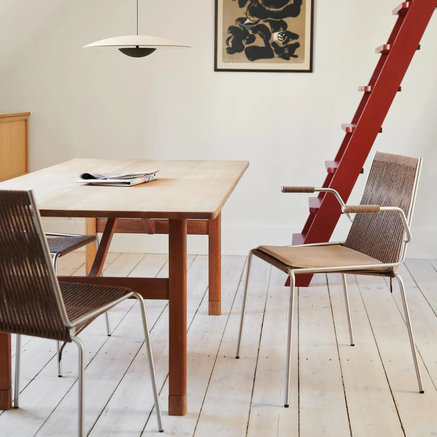 Noel Armrest Chair, steel/brown wool