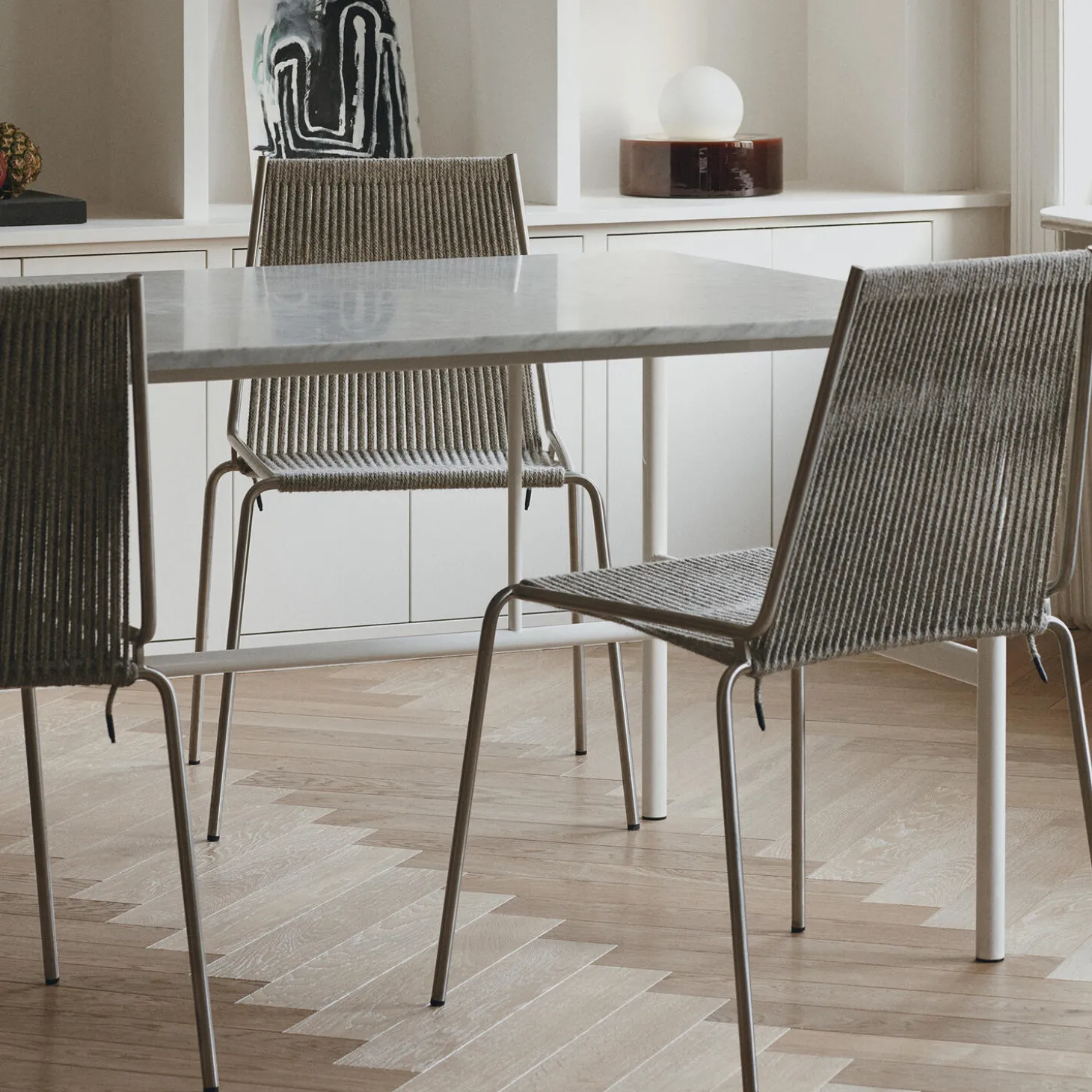 Noel Chair, steel/nature linen