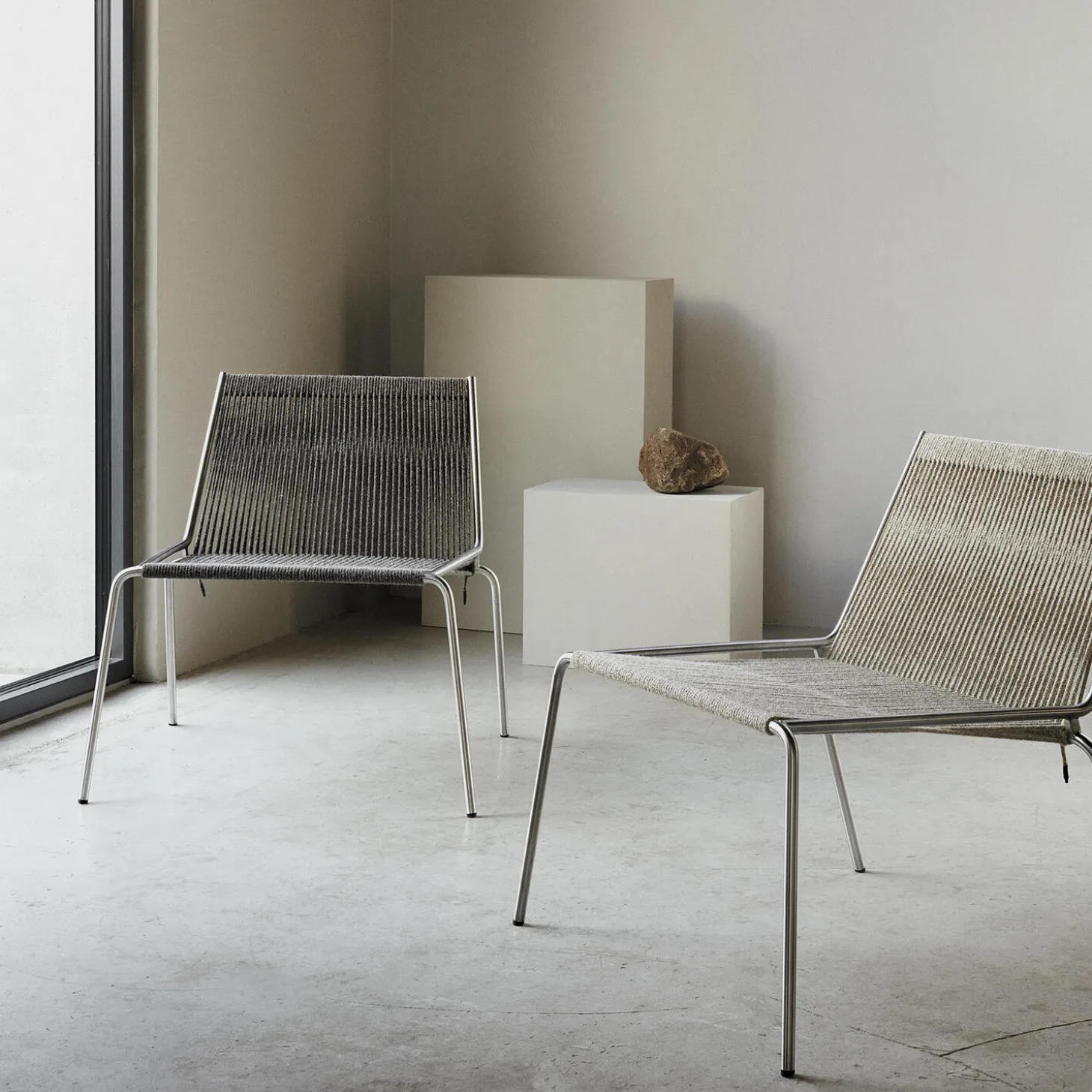 Noel Lounge Chair, steel/brown wool