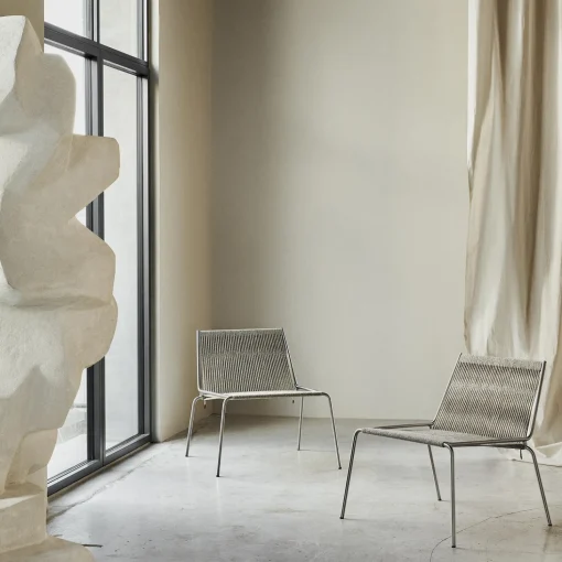 Noel Lounge Chair, steel/nature linen