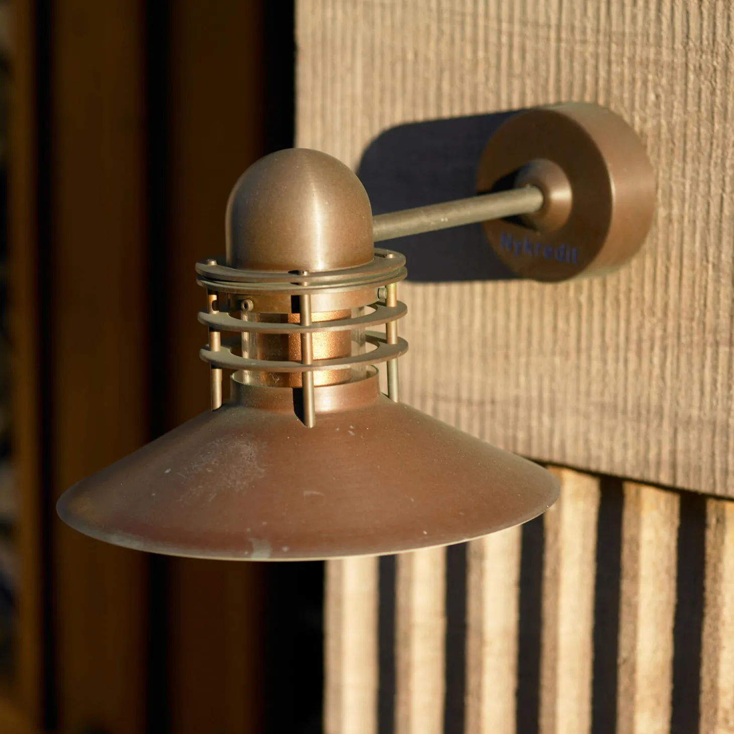 Nyhavn udendørs væglampe, brushed copper
