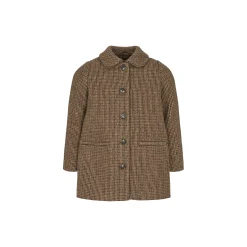 Olive Wool Coat, earthy check