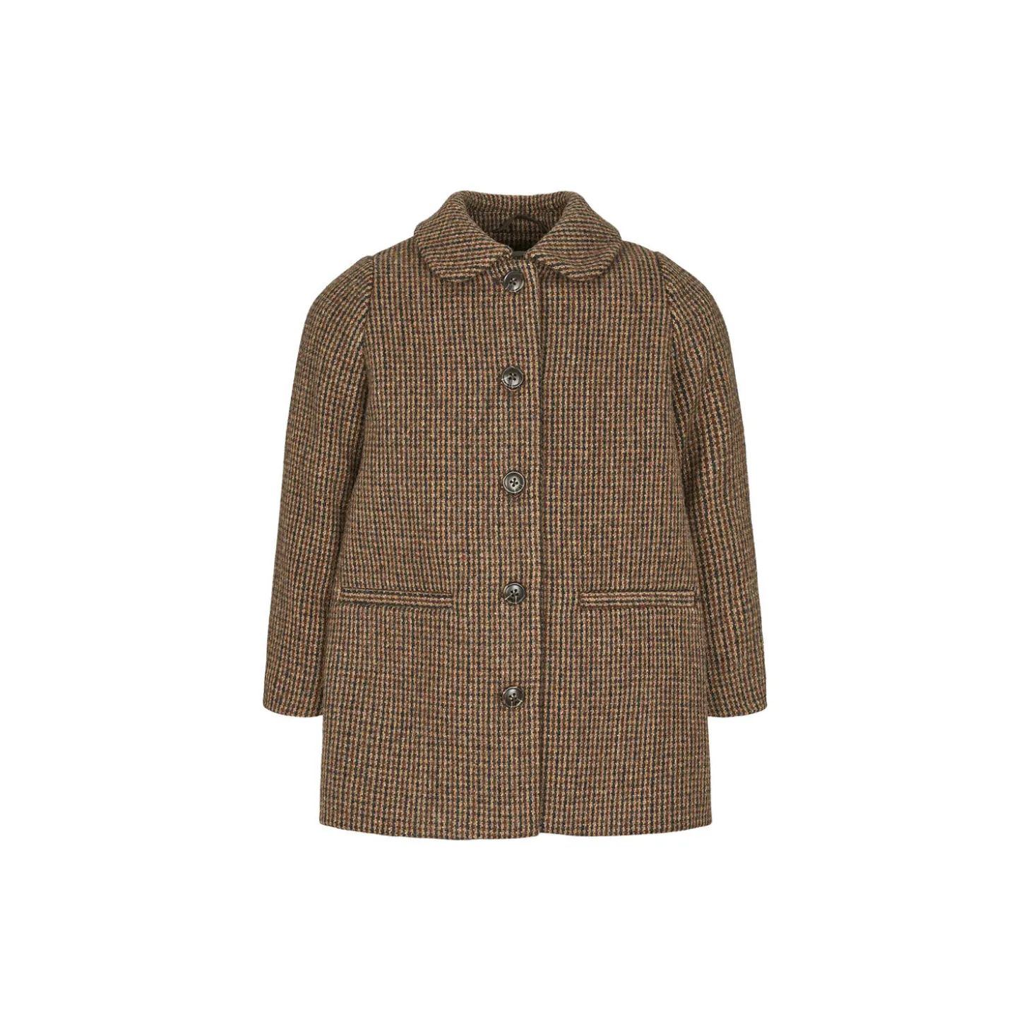 Olive Wool Coat, earthy check